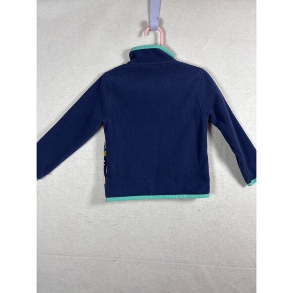Lands End Kids Fleece Pullover XXS 2-3 Navy & Multicolor Pattern - Picture 5 of 10